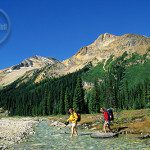 Banff's backpackers cross rivers and mountains.