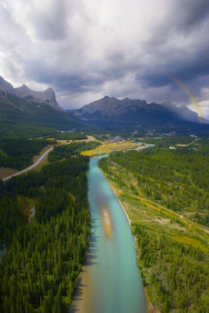 The Bow River in the Canadian Rockies Banff National Park.